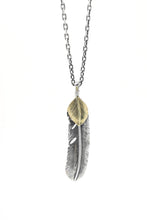 Load image into Gallery viewer, Right Feather Brass Leaf Retro 925 Silver Pendant Japan Takahashi Goro