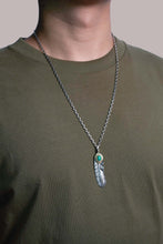 Load image into Gallery viewer, Left Feather Retro 925 Silver Goro Takahashi Pendant with Turquoise