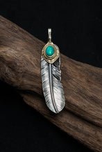 Load image into Gallery viewer, Left Feather Retro 925 Silver Goro Takahashi Pendant with Turquoise