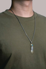 Load image into Gallery viewer, Right Feather Leaf Retro 925 Silver Goro Takahashi Pendant with Brass Turquoise