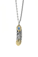 Load image into Gallery viewer, Right Feather Leaf Retro 925 Silver Goro Takahashi Pendant with Brass Turquoise