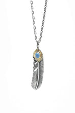 Load image into Gallery viewer, Right Feather Leaf Retro 925 Silver Goro Takahashi Pendant with Turquoise