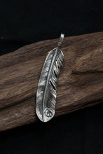 Load image into Gallery viewer, Right Feather Leaf Retro 925 Silver Goro Takahashi Pendant with Turquoise