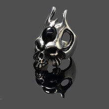 Load image into Gallery viewer, Black Onyx Gothic 925 Sterling Silver Skull Ring