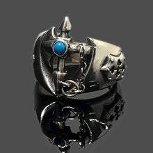 Load image into Gallery viewer, Vintage Sterling Silver Cross Turquoise Ring