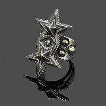 Load image into Gallery viewer, Authentic Sterling Silver Cody Sanderson Double Sheriff Star Ring
