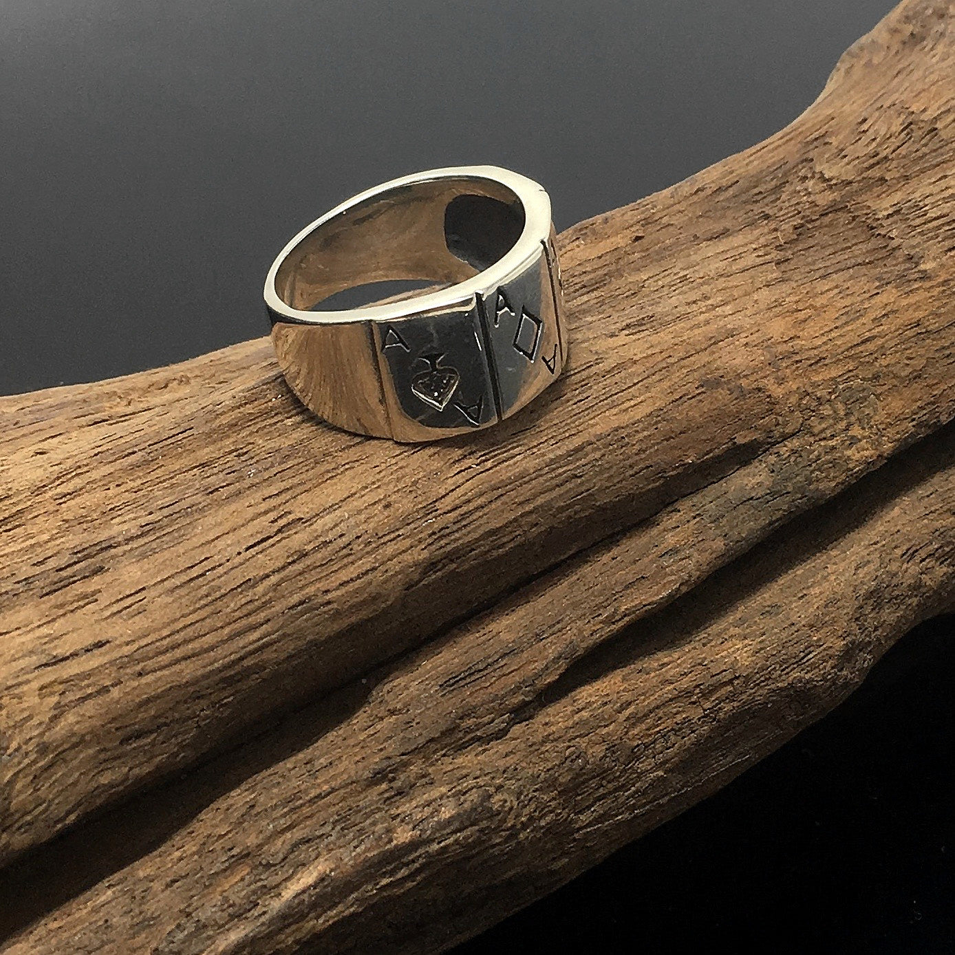Sterling Silver Playing Card Poker Ring