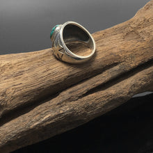 Load image into Gallery viewer, Letter Cross Turquoise Vintage Sterling Silver Ring