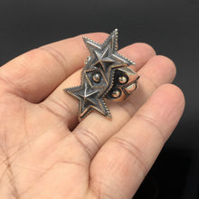 Load image into Gallery viewer, Authentic Sterling Silver Cody Sanderson Double Sheriff Star Ring