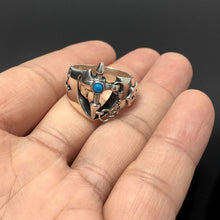 Load image into Gallery viewer, Vintage Sterling Silver Cross Turquoise Ring