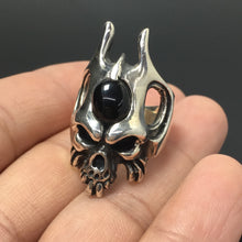 Load image into Gallery viewer, Black Onyx Gothic 925 Sterling Silver Skull Ring