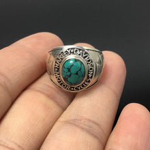 Load image into Gallery viewer, Letter Cross Turquoise Vintage Sterling Silver Ring