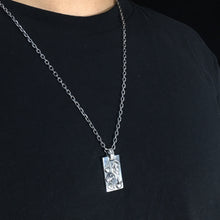 Load image into Gallery viewer, Men's Titanium Silver Pendant Rectangle with Skull Pattern