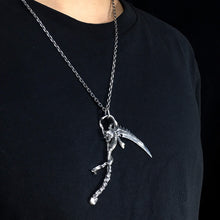 Load image into Gallery viewer, Huge Heavy 925 Sterling Silver Grim Reaper Skull Sickle Scythe Men's Pendant