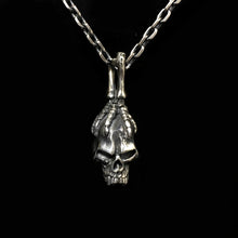 Load image into Gallery viewer, Gothic Sterling Silver Mens Eagle Bird Claw Grabbing Skull Pendant