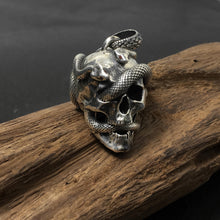 Load image into Gallery viewer, Retro Snake Skull 925 Sterling Silver Pendant