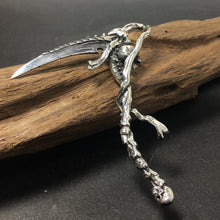 Load image into Gallery viewer, Huge Heavy 925 Sterling Silver Grim Reaper Skull Sickle Scythe Men's Pendant