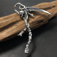 Load image into Gallery viewer, Huge Heavy 925 Sterling Silver Grim Reaper Skull Sickle Scythe Men's Pendant