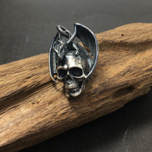 Load image into Gallery viewer, Dragon Skull Silver Pendant Oxidized Unisex Dragon Skull Pendant Jewelry