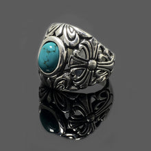 Load image into Gallery viewer, Southwestern Vintage Style Silver Turquoise Ring