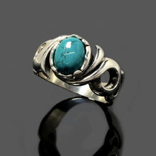 Load image into Gallery viewer, Wave Oval Turquoise Meditation Anxiety Ring