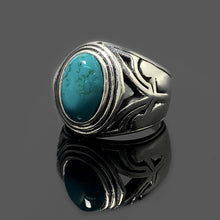 Load image into Gallery viewer, Sterling Silver Genuine Boho Oval Turquoise Ring