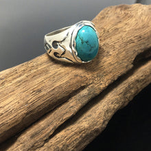 Load image into Gallery viewer, 925 Sterling Silver Green Turquoise Bohemian Ring

