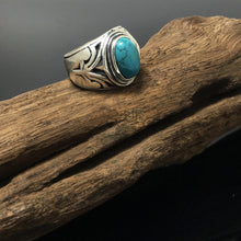 Load image into Gallery viewer, Sterling Silver Genuine Boho Oval Turquoise Ring