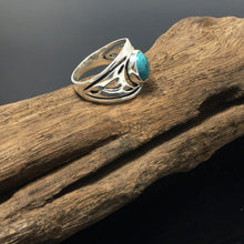 Load image into Gallery viewer, Native American Turquoise Silver Ladies Men Ring Pretty Sterling Design
