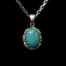 Load image into Gallery viewer, Sterling Silver Oval Turquoise Pendant Handmade Jewellery