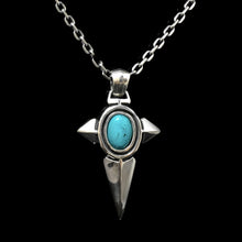 Load image into Gallery viewer, Oval Turquoise Stone Handmade Sterling Silver Cross Pendant