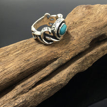 Load image into Gallery viewer, Genuine Stackable Boho Turquoise Sterling Silver Ring