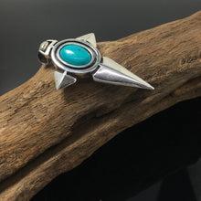 Load image into Gallery viewer, Oval Turquoise Stone Handmade Sterling Silver Cross Pendant