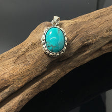 Load image into Gallery viewer, Sterling Silver Oval Turquoise Pendant Handmade Jewellery