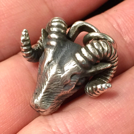 Retro Sheep Head 925 Sterling Silver Pendant