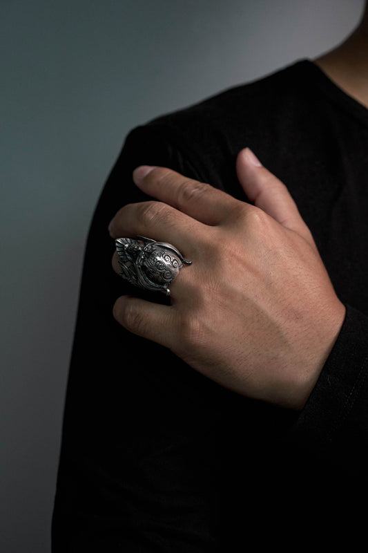 Retro 925 Sterling Silver Skull Skeleton Ring