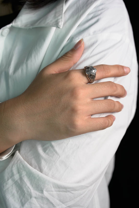Antique Retro Secret Box 925 Sterling Silver Rings