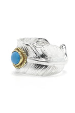 Load image into Gallery viewer, Turquoise Feather 925 Sterling Silver Ring