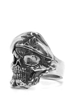Load image into Gallery viewer, Navy Pirate Captain Retro Sterling Silver Skull Ring