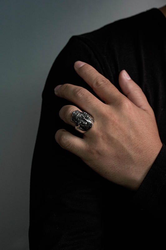 TS Handmade Silver Retro 925 Sterling Silver Skull Ring