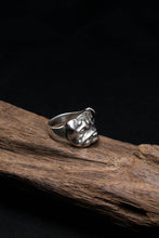 Load image into Gallery viewer, Pit Bull Dog Pug Head Animal Face Ring Retro 925 Sterling Silver