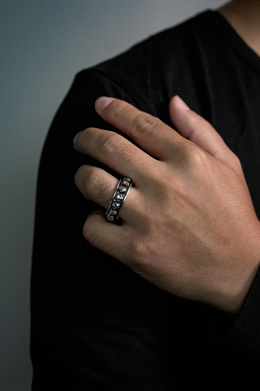 Retro Silver Skeleton Skull Ring