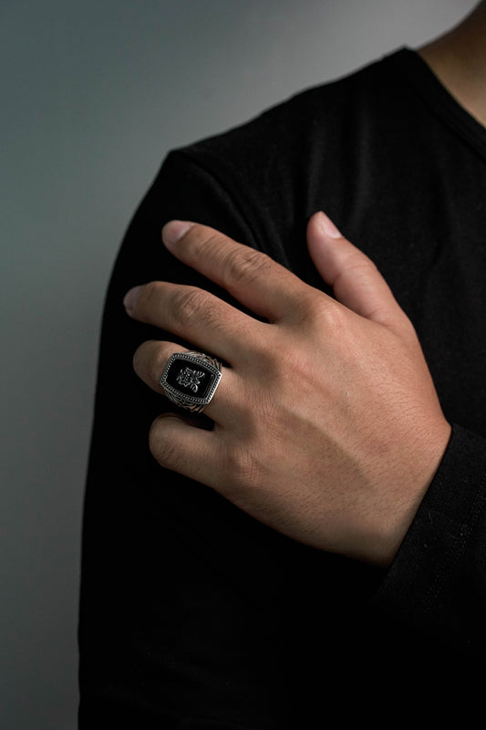 Black Onyx Eagle 925 Sterling Silver Retro Ring