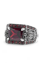 Load image into Gallery viewer, Retro Silver Crown Red Zircon Square Vampire Rings