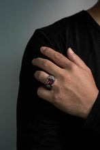 Load image into Gallery viewer, Retro Silver Crown Red Zircon Square Vampire Rings