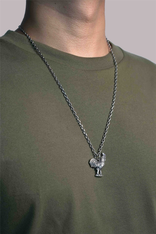 Retro Rooster 925 Sterling Silver Pendant