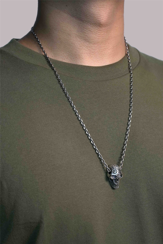 Retro Skull 925 Sterling Silver Pendant