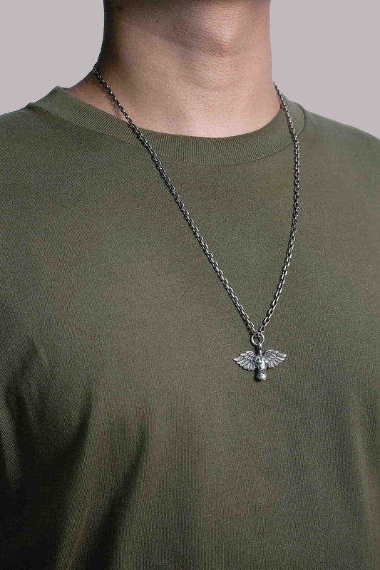 Retro Angel Wings 925 Silver Cross Pendant