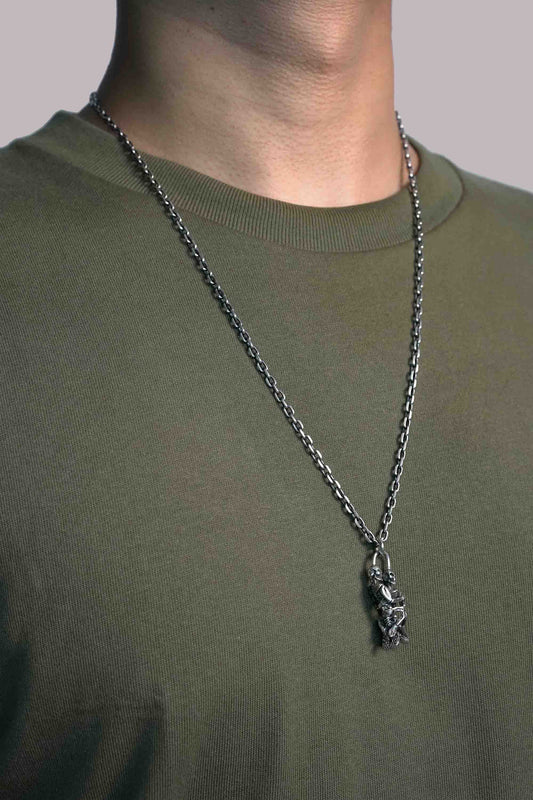 Retro Double Skulls 925 Sterling Silver Pendant