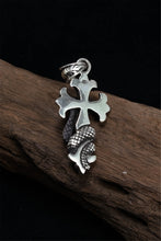 Load image into Gallery viewer, Snake Cross Pendant Retro 925 Sterling Silver